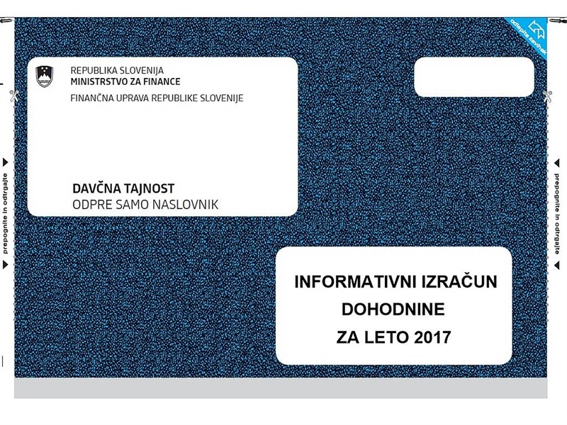 Finančna uprava RS poslala še drugi in hkrati zadnji sveženj informativnih izračunov dohodnine za leto 2017